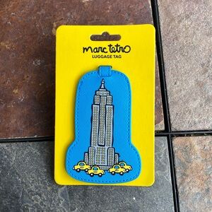 Marc Tetro Empire State Building Blue Faux Leather Luggage Tag